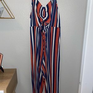 Stripped Jumpsuit with Cut Out Detail